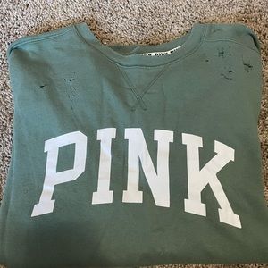 PINK Distressed Crew Neck Sweatshirt